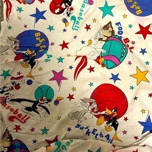 Looney Tunes Vintage 1993 Sports Bed Sheets Gerber Flat & Fitted Set USA 58x45